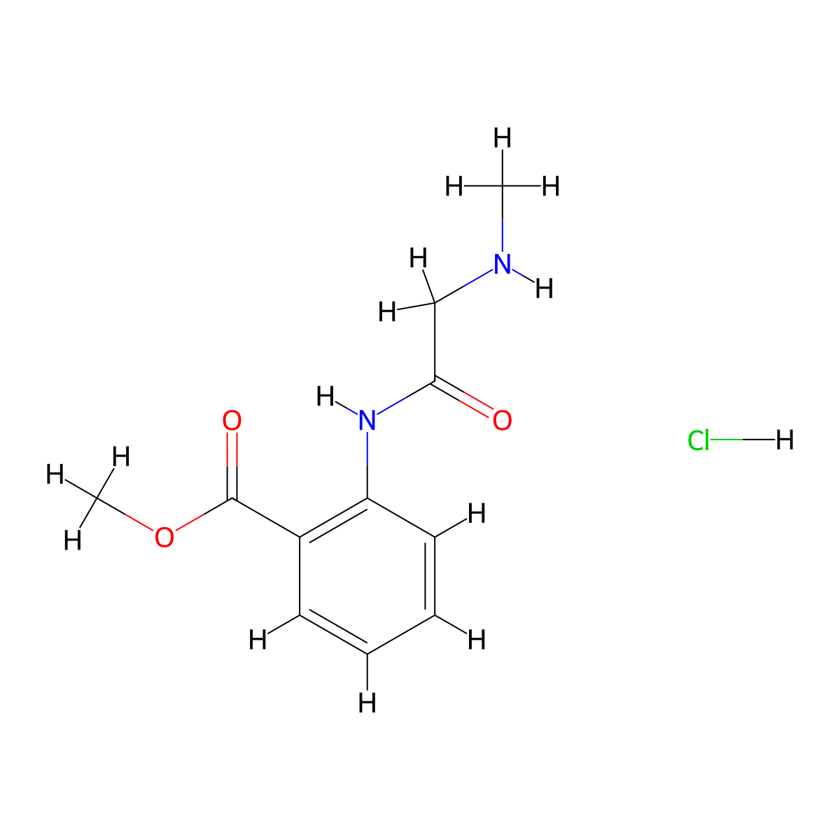 Methyl 2-[2-(methylamino)acetamido]benzoate hydrochloride molecular structure, CAS 393154-94-4