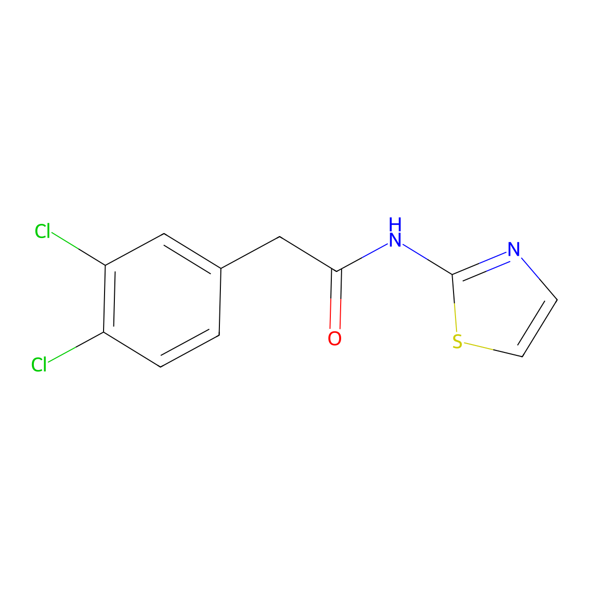 2-(3,4-dichlorophenyl)-N-(1,3-thiazol-2-yl)acetamide molecular structure, CAS 393165-17-8