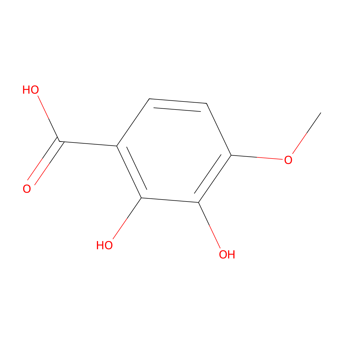 2,3-Dihydroxy-4-methoxybenzoic acid molecular structure, CAS 3934-81-4