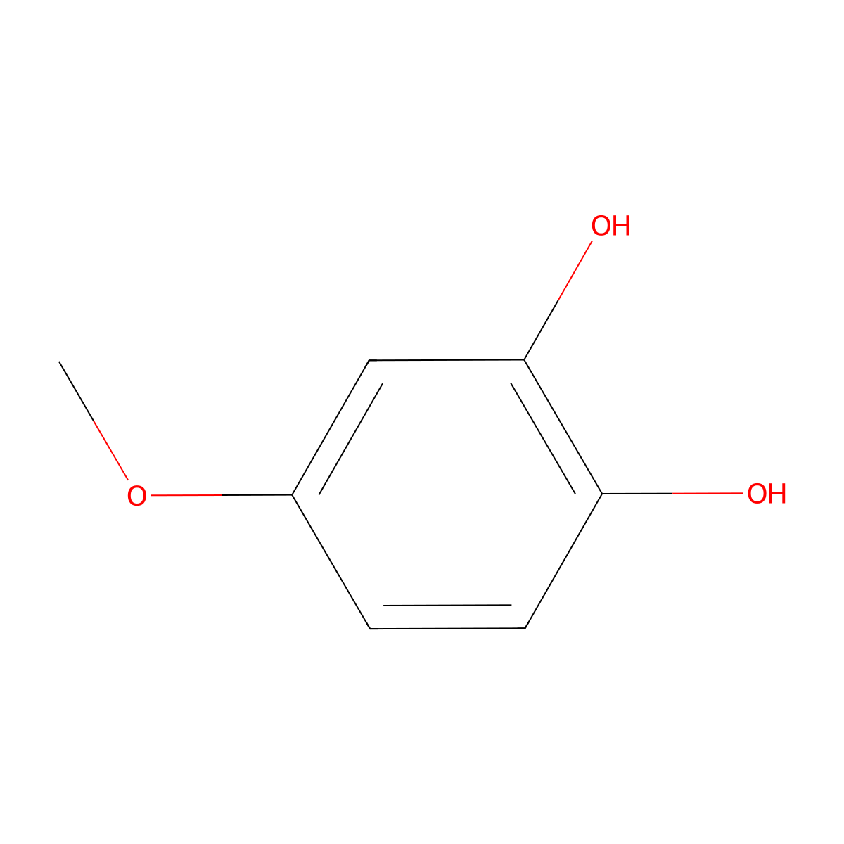 1,2-Benzenediol, 4-methoxy- molecular structure, CAS 3934-97-2