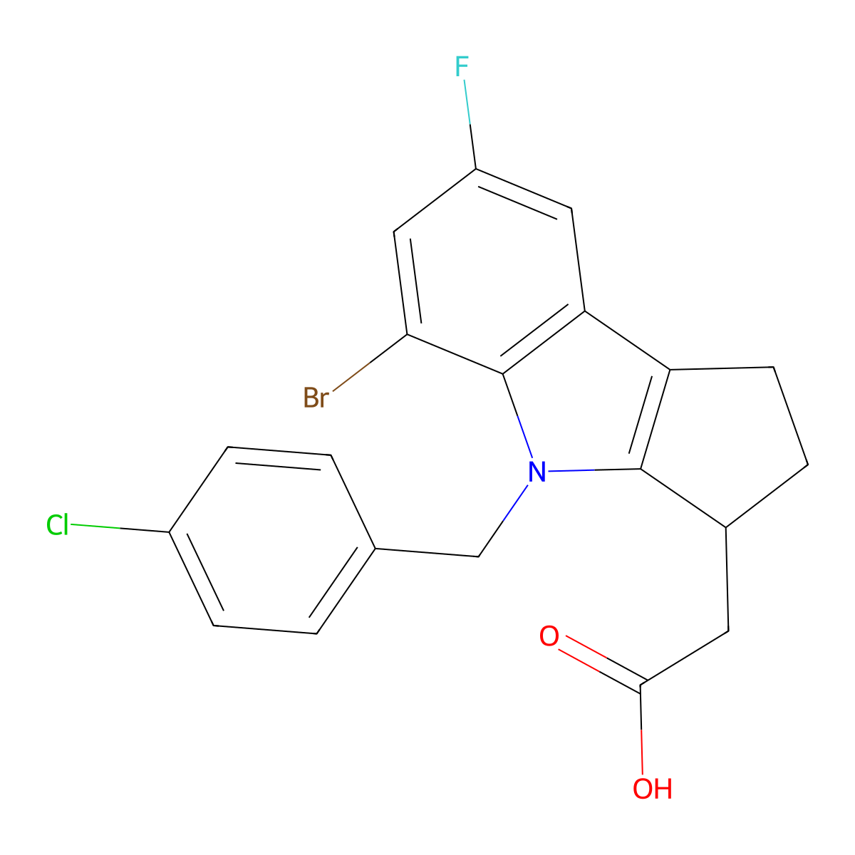 (R)-2-(5-broMo-4-(4-chlorobenzyl)-7-fluoro-1,2,3,4-tetrahydrocyclopenta[b]indol-3-yl)acetic acid molecular structure, CAS 393509-05-2