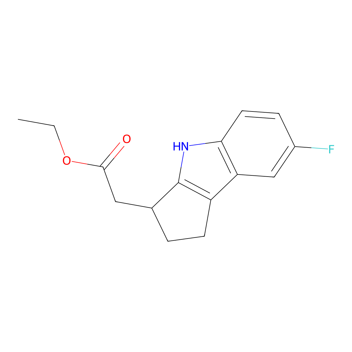 Ethyl 2-(7-fluoro-1,2,3,4-tetrahydrocyclopenta[b]indol-3-yl)acetate molecular structure, CAS 393509-21-2