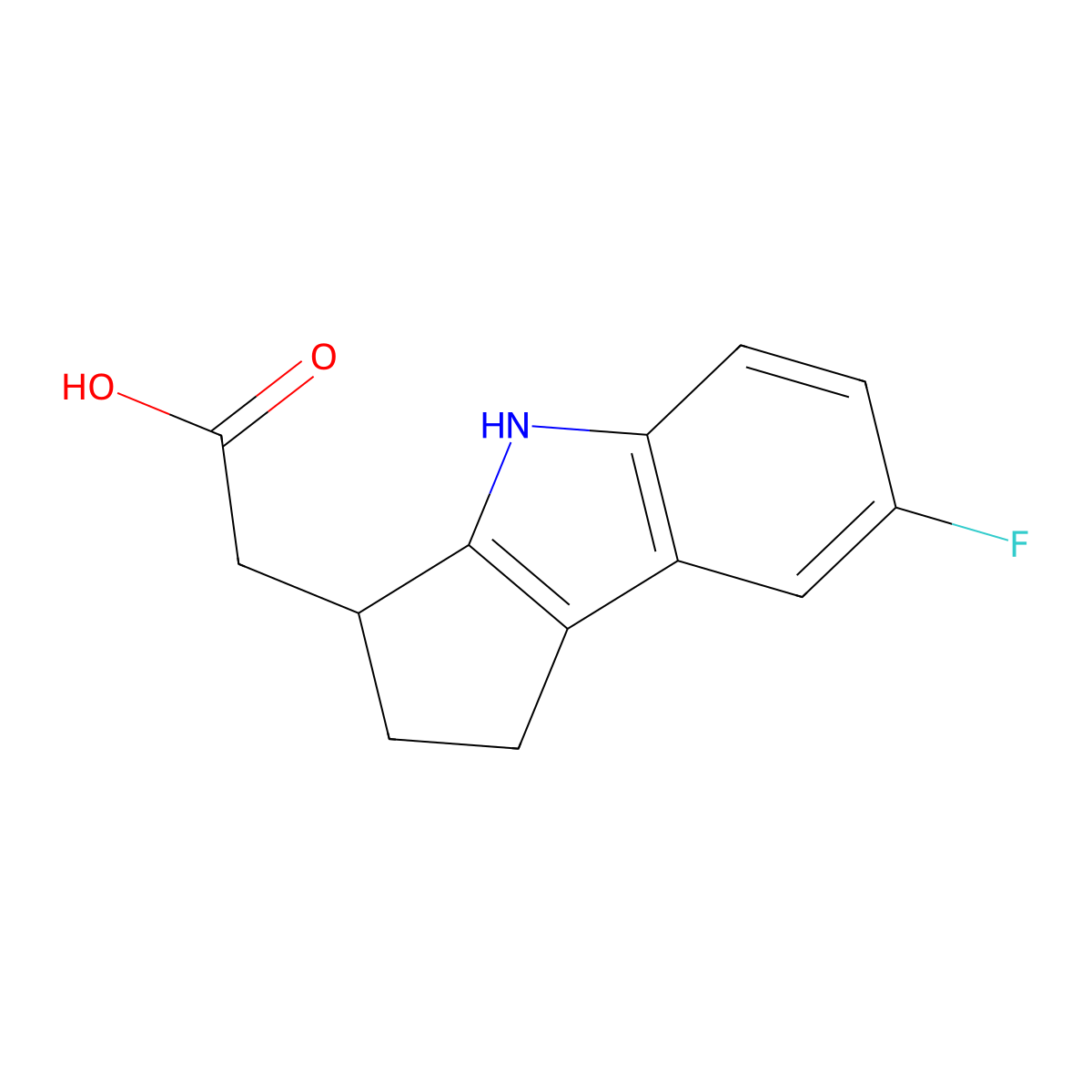 2-(7-Fluoro-1,2,3,4-tetrahydrocyclopenta[b]indol-3-yl)acetic acid molecular structure, CAS 393509-22-3