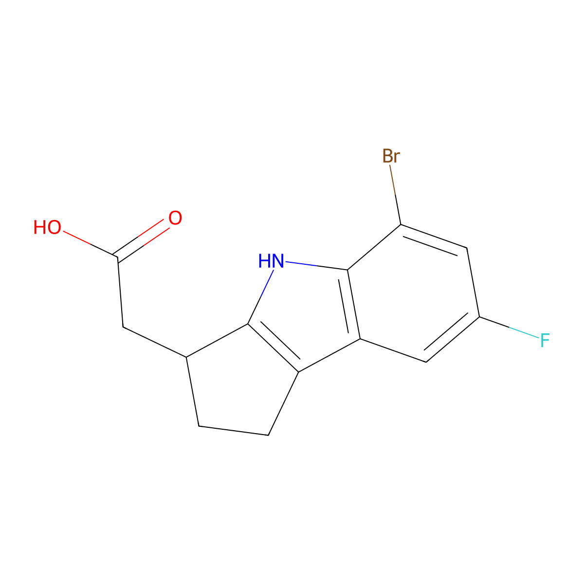2-(5-Bromo-7-fluoro-1,2,3,4-tetrahydrocyclopenta[b]indol-3-yl)acetic acid molecular structure, CAS 393509-23-4