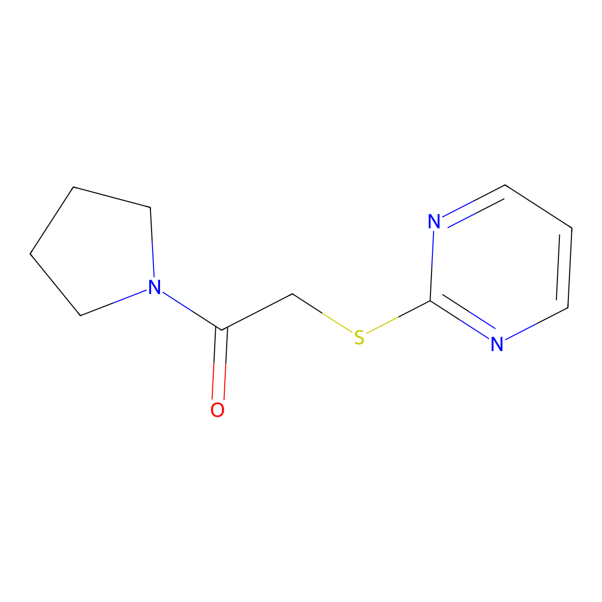 2-(Pyrimidin-2-ylthio)-1-(pyrrolidin-1-yl)ethanone molecular structure, CAS 393520-41-7