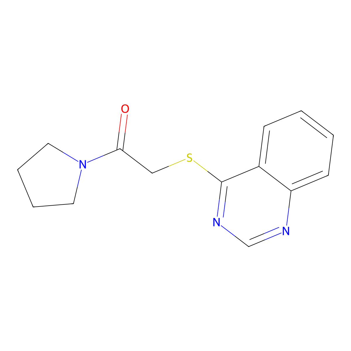1-(Pyrrolidin-1-yl)-2-(quinazolin-4-ylthio)ethanone molecular structure, CAS 393520-45-1