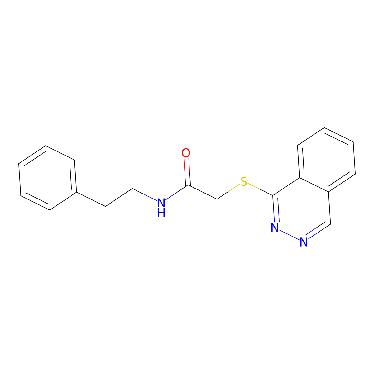 N-(2-phenylethyl)-2-(phthalazin-1-ylsulfanyl)acetamide molecular structure, CAS 393521-70-5