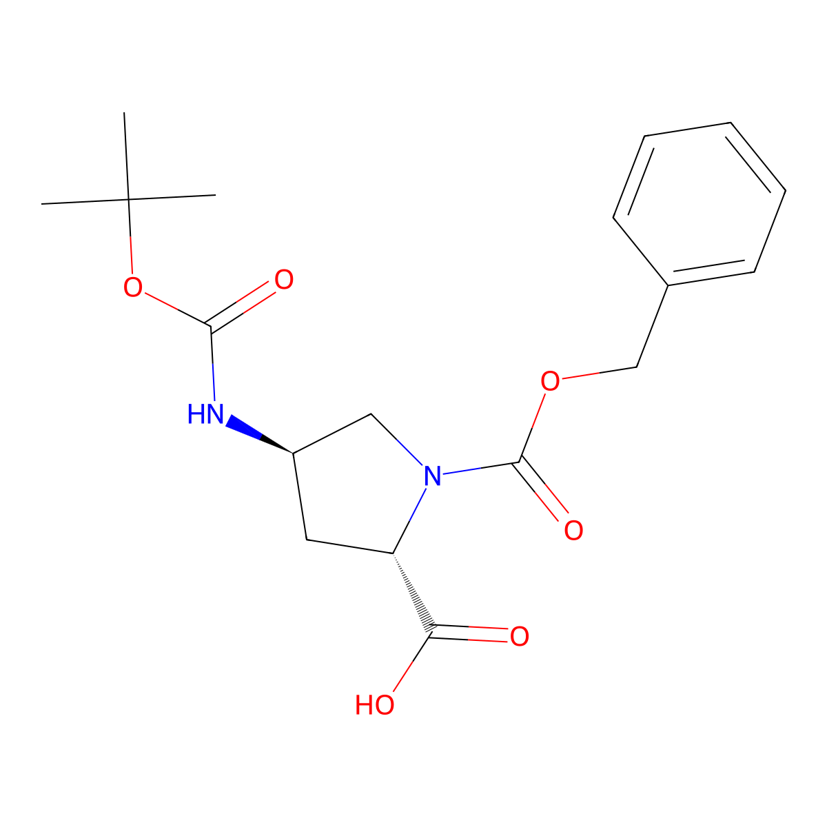 (2S,4R)-1-((Benzyloxy)carbonyl)-4-((tert-butoxycarbonyl)amino)pyrrolidine-2-carboxylic acid molecular structure, CAS 393524-17-9