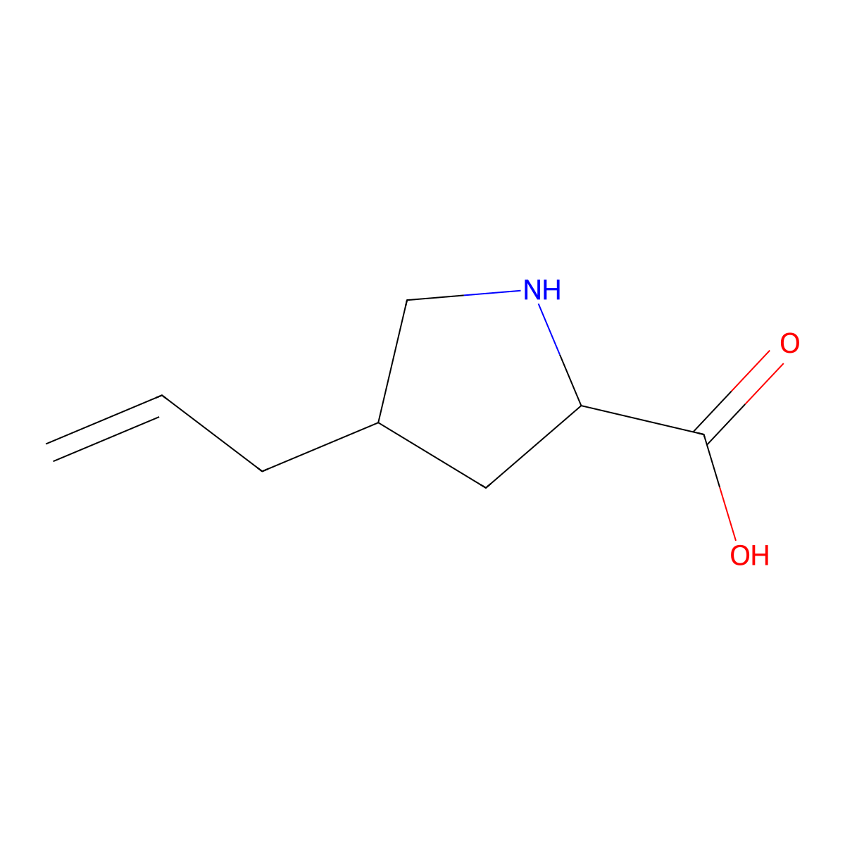 (2S,4R)-4-Allylpyrrolidine-2-carboxylic acid molecular structure, CAS 393524-70-4