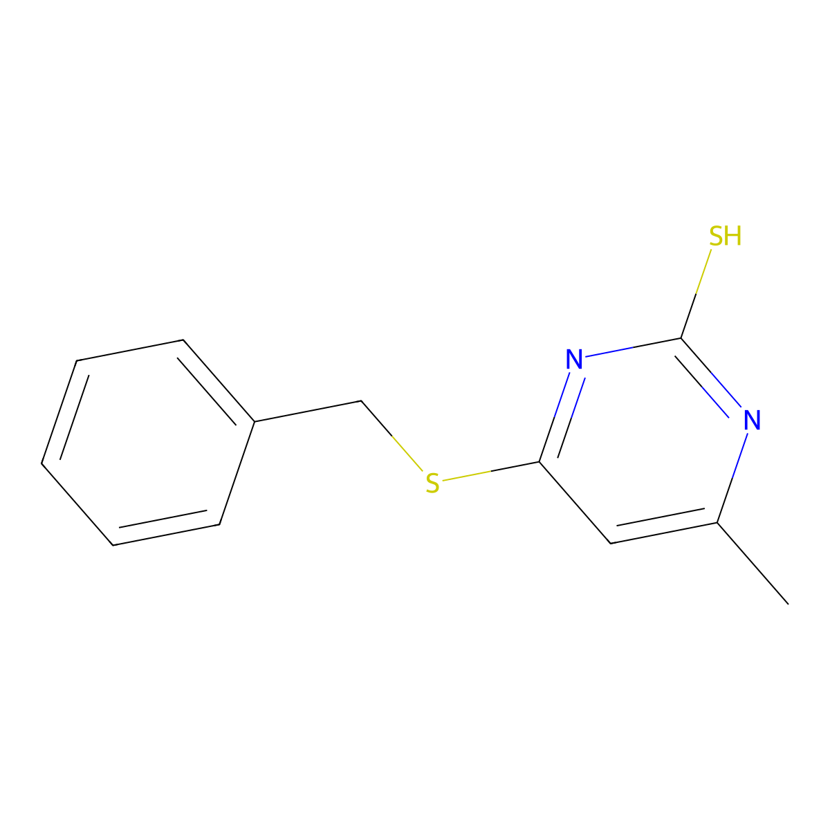 4-Methyl-6-(phenylmethylthio)pyrimidine-2-thiol molecular structure, CAS 393524-71-5