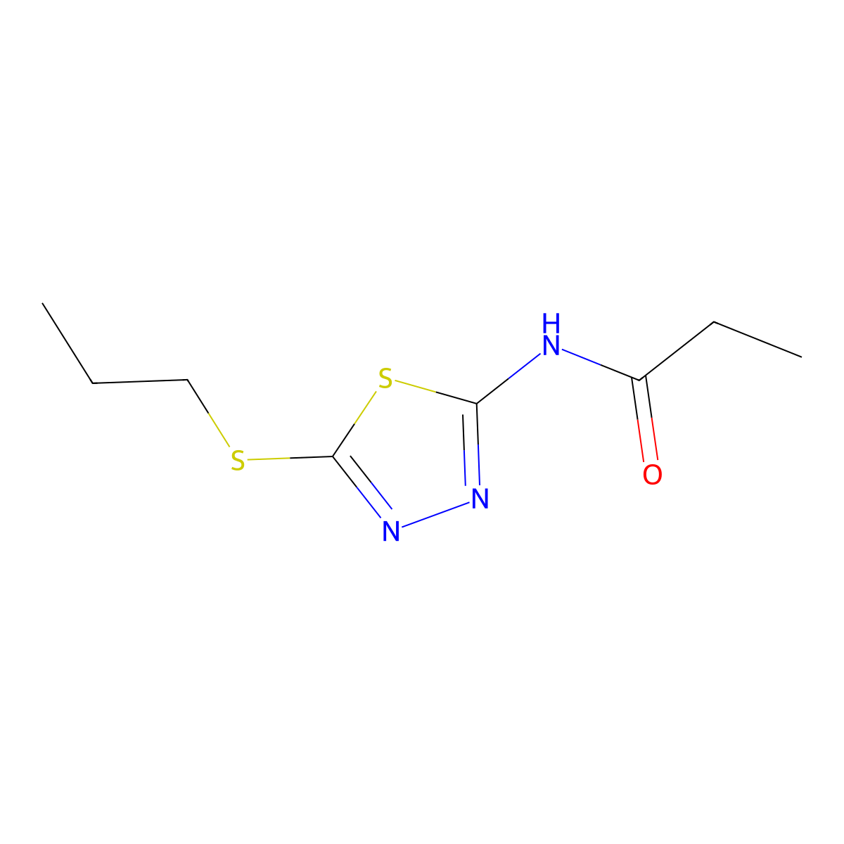 N-[5-(propylsulfanyl)-1,3,4-thiadiazol-2-yl]propanamide molecular structure, CAS 393564-81-3