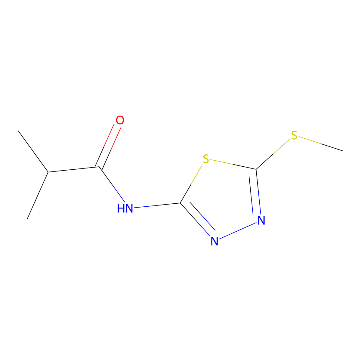 N-(5-(methylthio)-1,3,4-thiadiazol-2-yl)isobutyramide molecular structure, CAS 393564-93-7