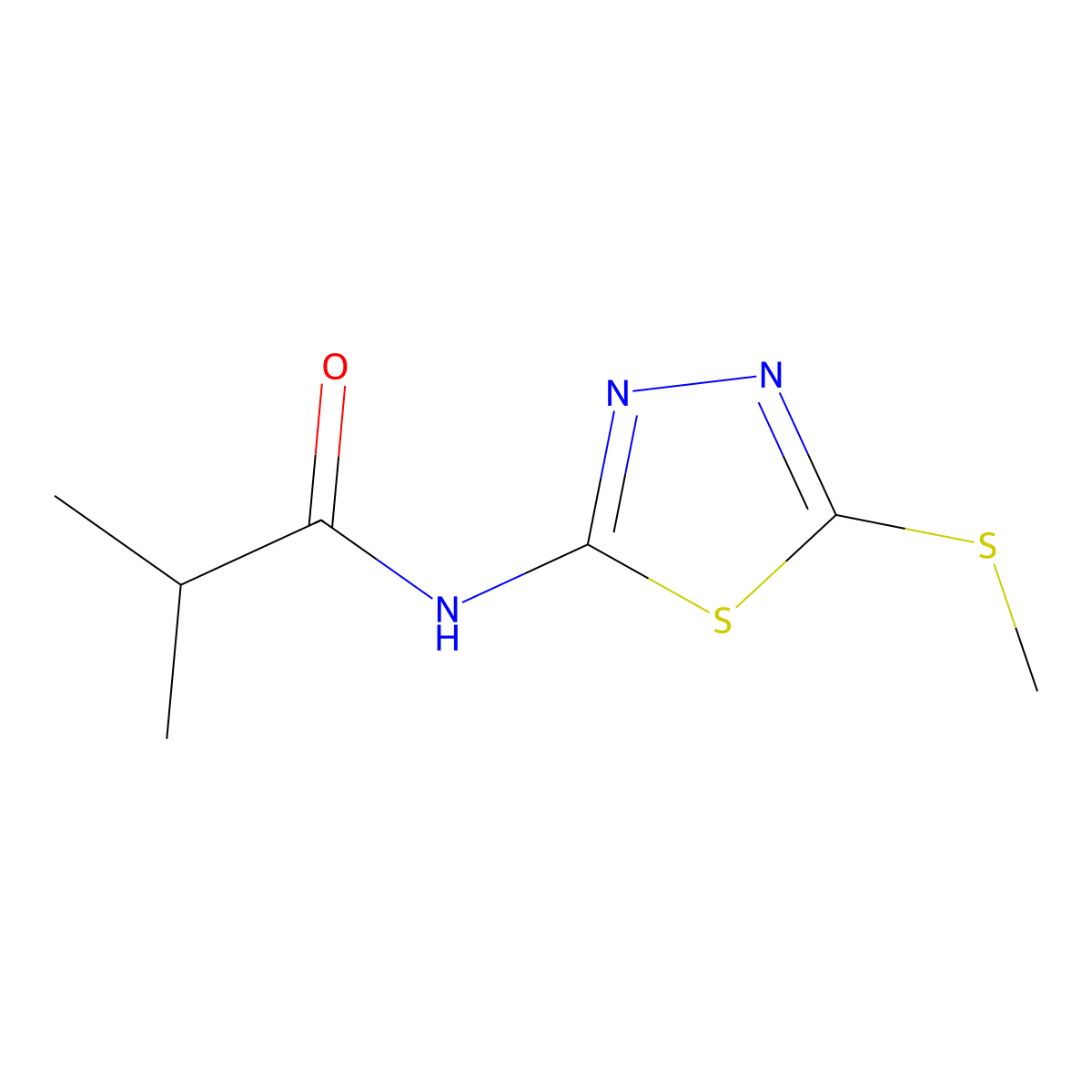 N-(5-(methylthio)-1,3,4-thiadiazol-2-yl)isobutyramide molecular structure, CAS 393564-93-7