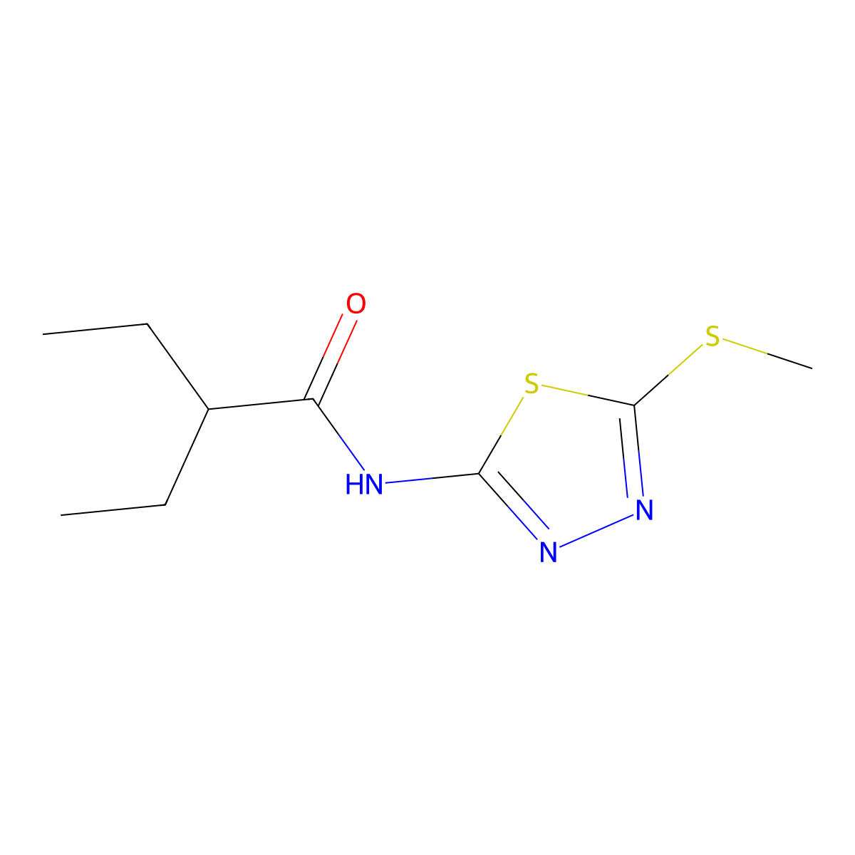 2-ethyl-N-(5-(methylthio)-1,3,4-thiadiazol-2-yl)butanamide molecular structure, CAS 393565-07-6