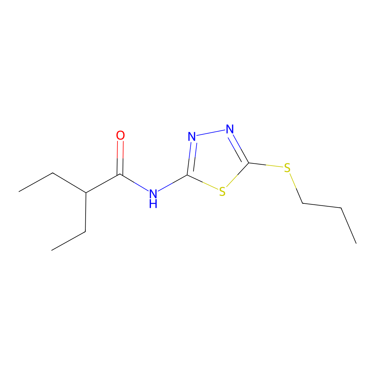 2-ethyl-N-(5-(propylthio)-1,3,4-thiadiazol-2-yl)butanamide molecular structure, CAS 393565-09-8