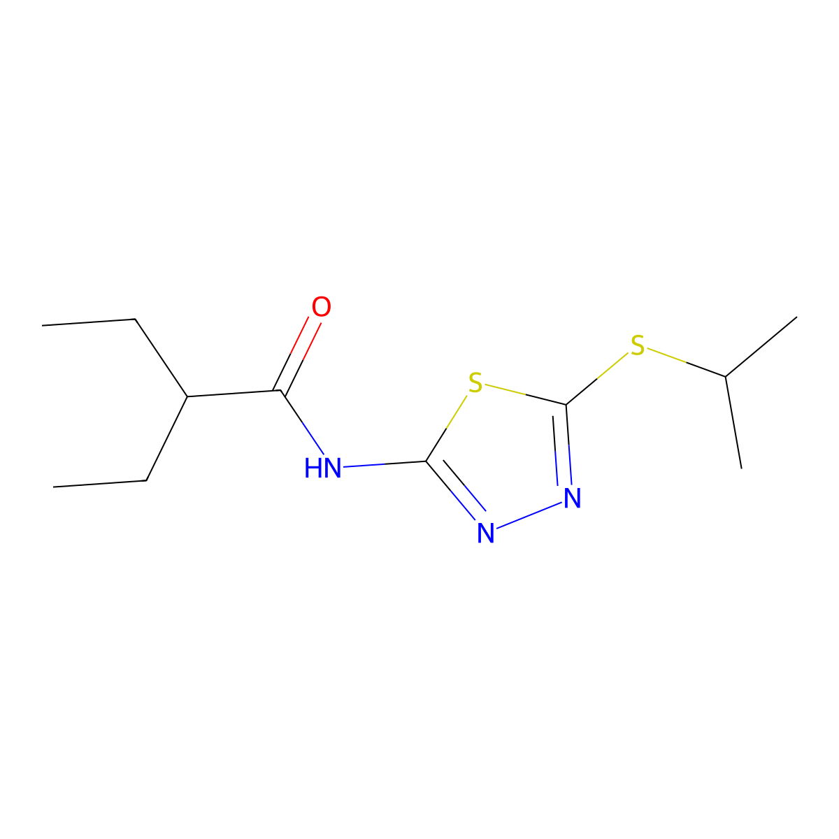 2-ethyl-N-(5-(isopropylthio)-1,3,4-thiadiazol-2-yl)butanamide molecular structure, CAS 393565-10-1