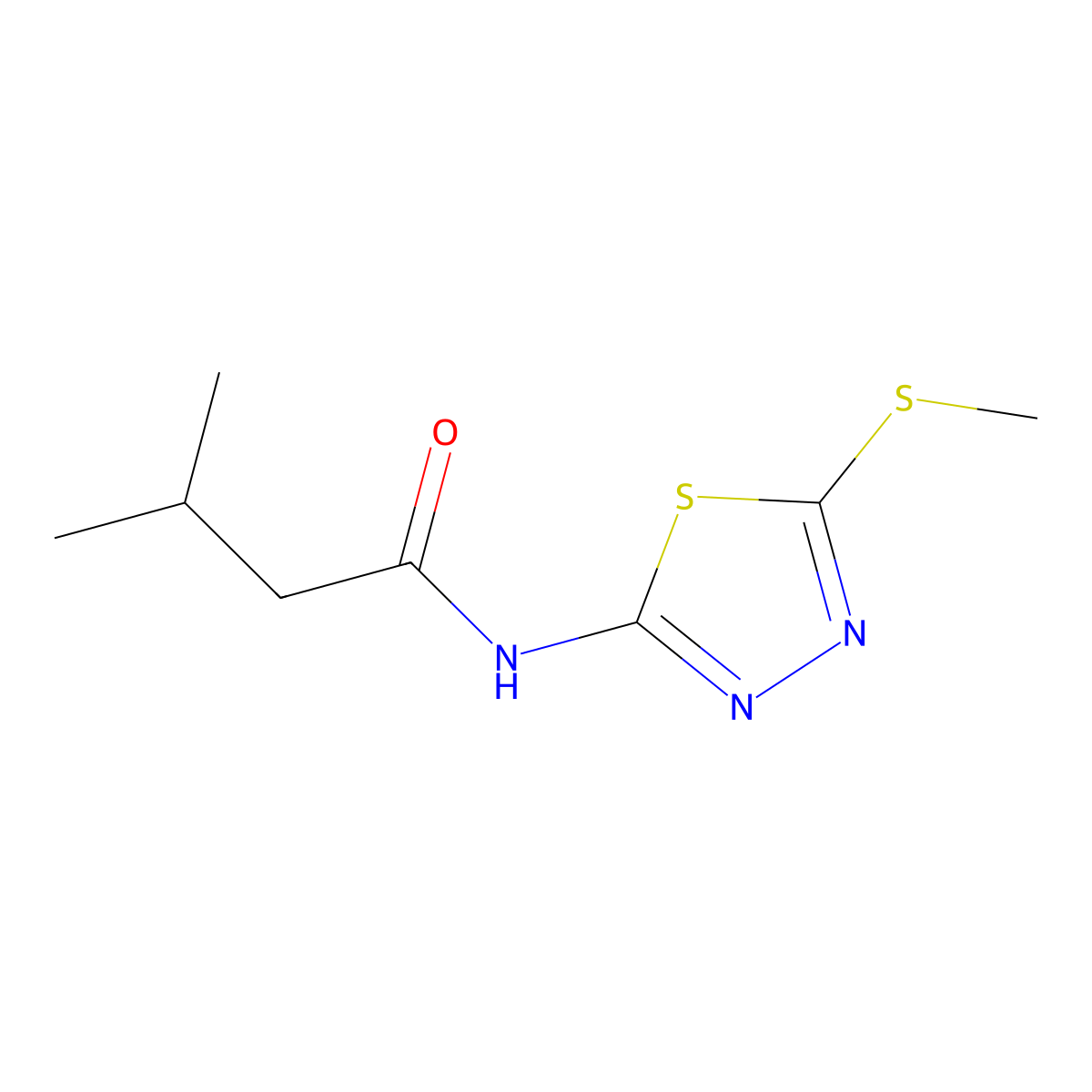 3-methyl-N-(5-(methylthio)-1,3,4-thiadiazol-2-yl)butanamide molecular structure, CAS 393565-19-0