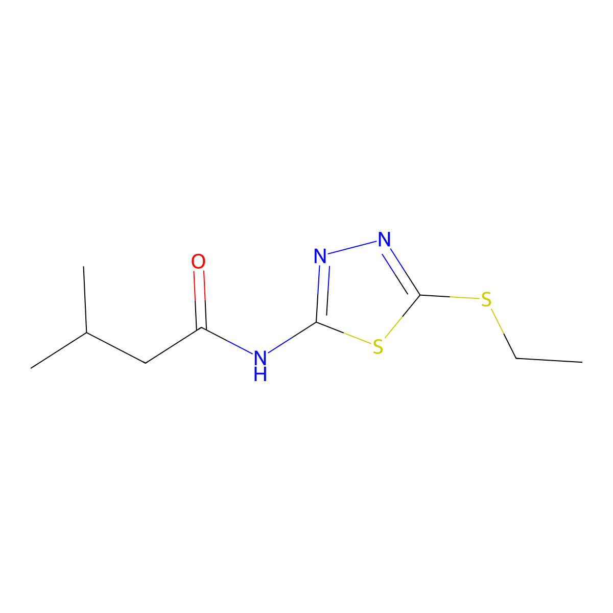 N-[5-(ethylsulfanyl)-1,3,4-thiadiazol-2-yl]-3-methylbutanamide molecular structure, CAS 393565-21-4