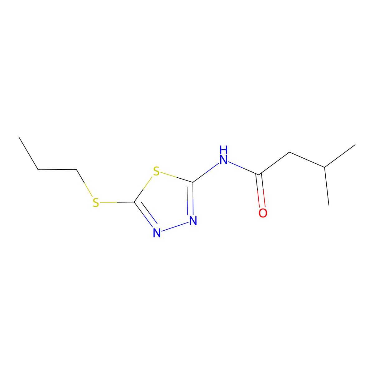 3-methyl-N-(5-(propylthio)-1,3,4-thiadiazol-2-yl)butanamide molecular structure, CAS 393565-23-6