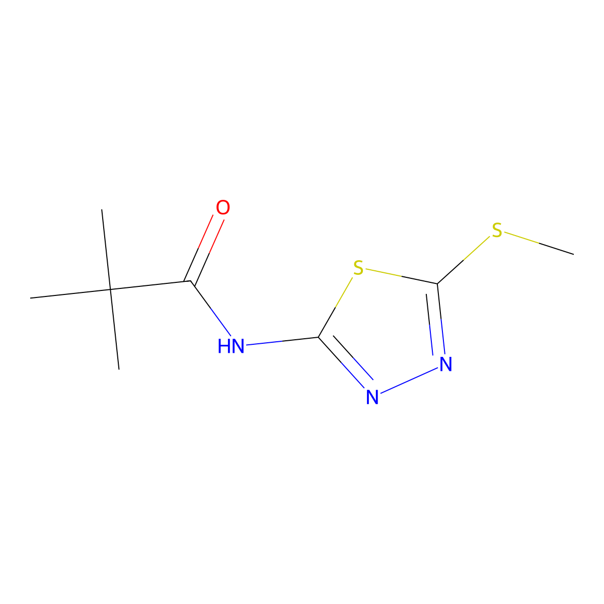 N-(5-(methylthio)-1,3,4-thiadiazol-2-yl)pivalamide molecular structure, CAS 393565-31-6