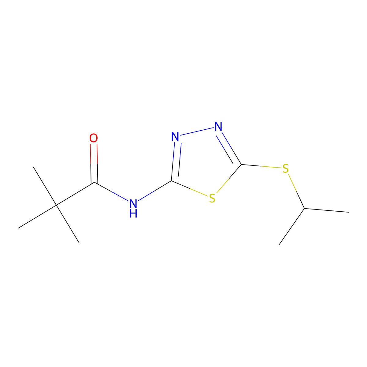 N-(5-(isopropylthio)-1,3,4-thiadiazol-2-yl)pivalamide molecular structure, CAS 393565-32-7