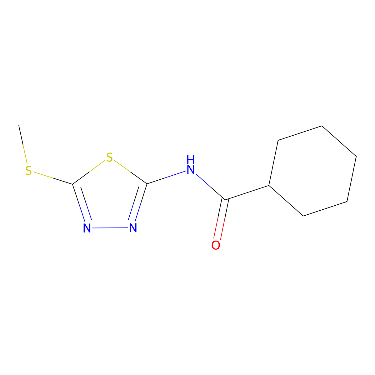 N-(5-(methylthio)-1,3,4-thiadiazol-2-yl)cyclohexanecarboxamide molecular structure, CAS 393565-62-3