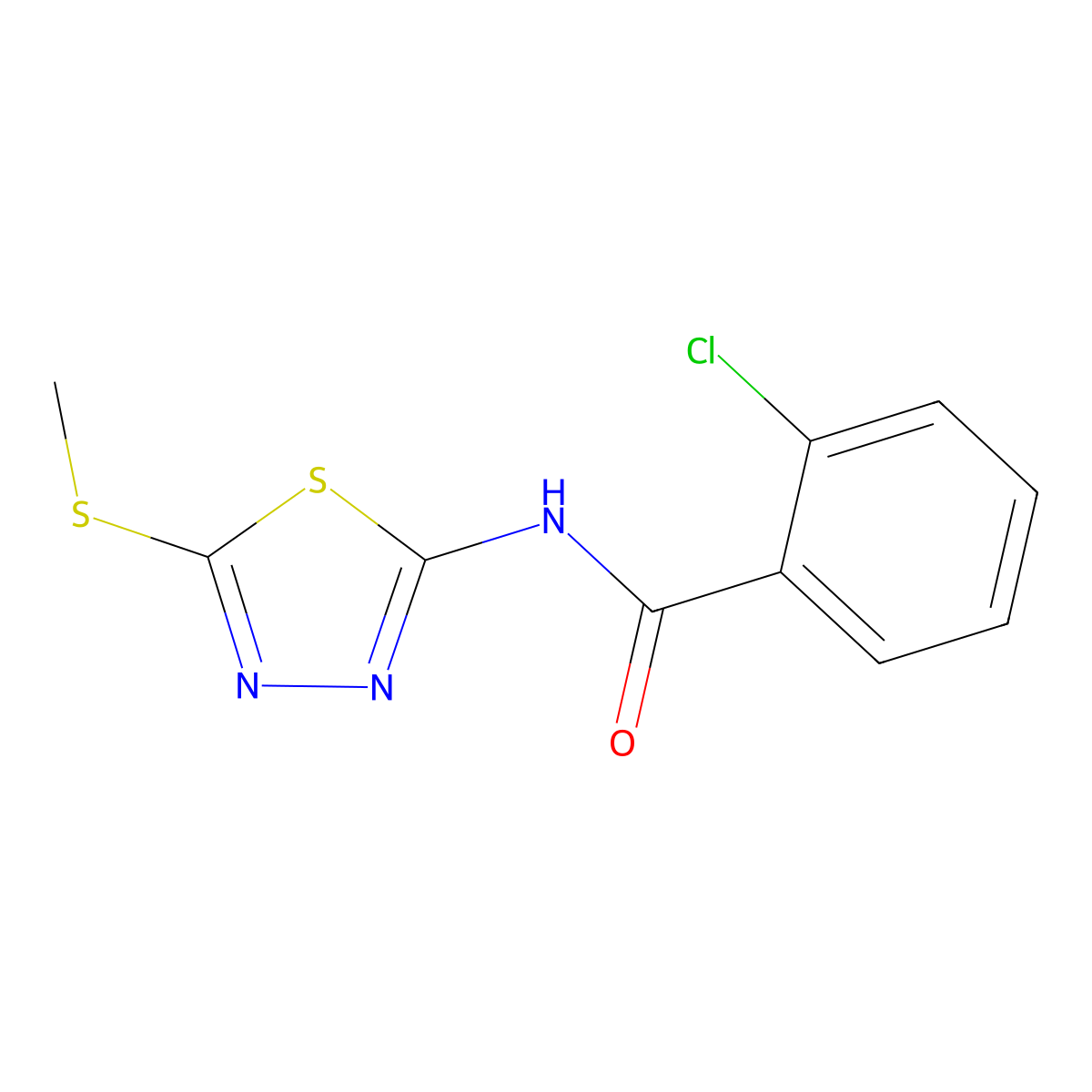 2-chloro-N-(5-methylsulfanyl-1,3,4-thiadiazol-2-yl)benzamide molecular structure, CAS 393566-16-0