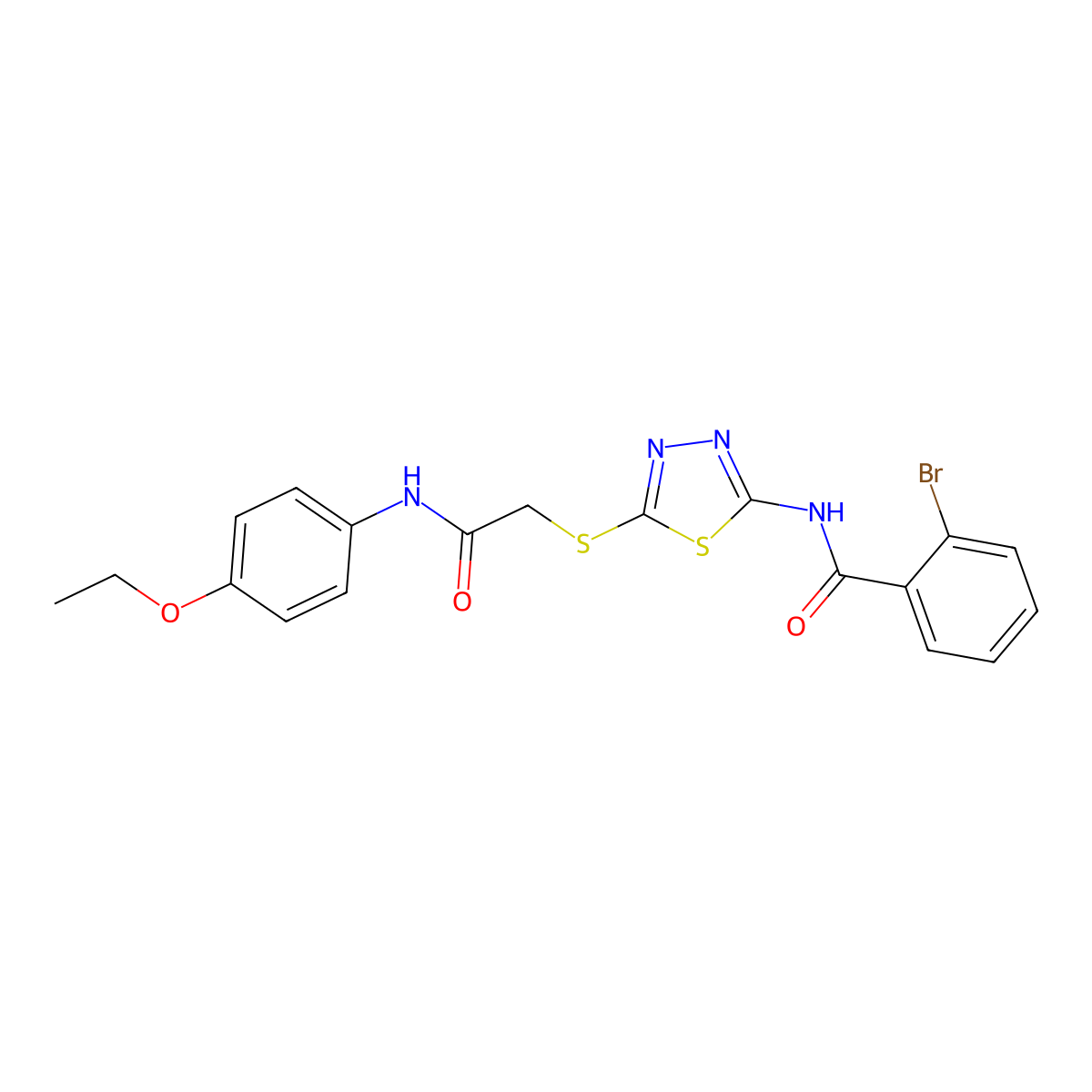 2-bromo-N-[5-[2-(4-ethoxyanilino)-2-oxoethyl]sulfanyl-1,3,4-thiadiazol-2-yl]benzamide molecular structure, CAS 393566-23-9