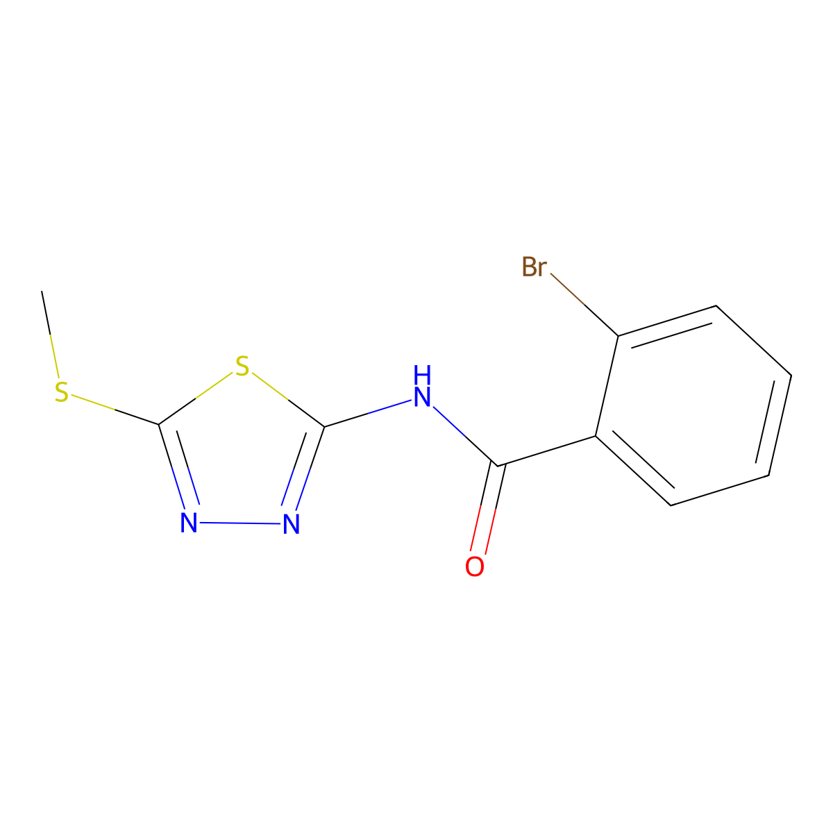 2-bromo-N-(5-methylsulfanyl-1,3,4-thiadiazol-2-yl)benzamide molecular structure, CAS 393566-26-2