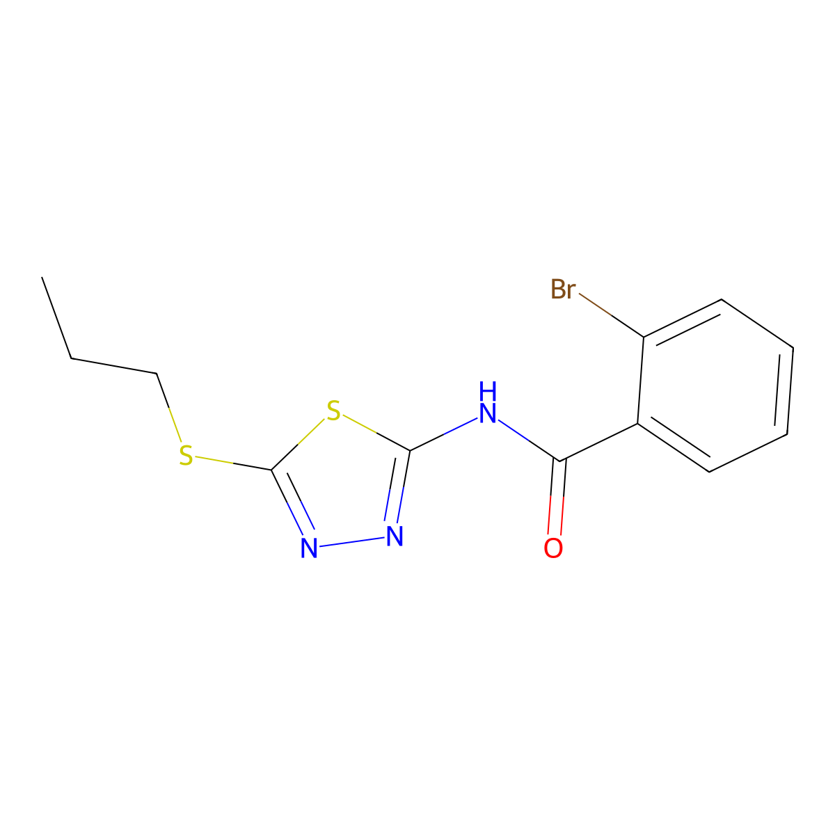 2-bromo-N-(5-propylsulfanyl-1,3,4-thiadiazol-2-yl)benzamide molecular structure, CAS 393566-27-3