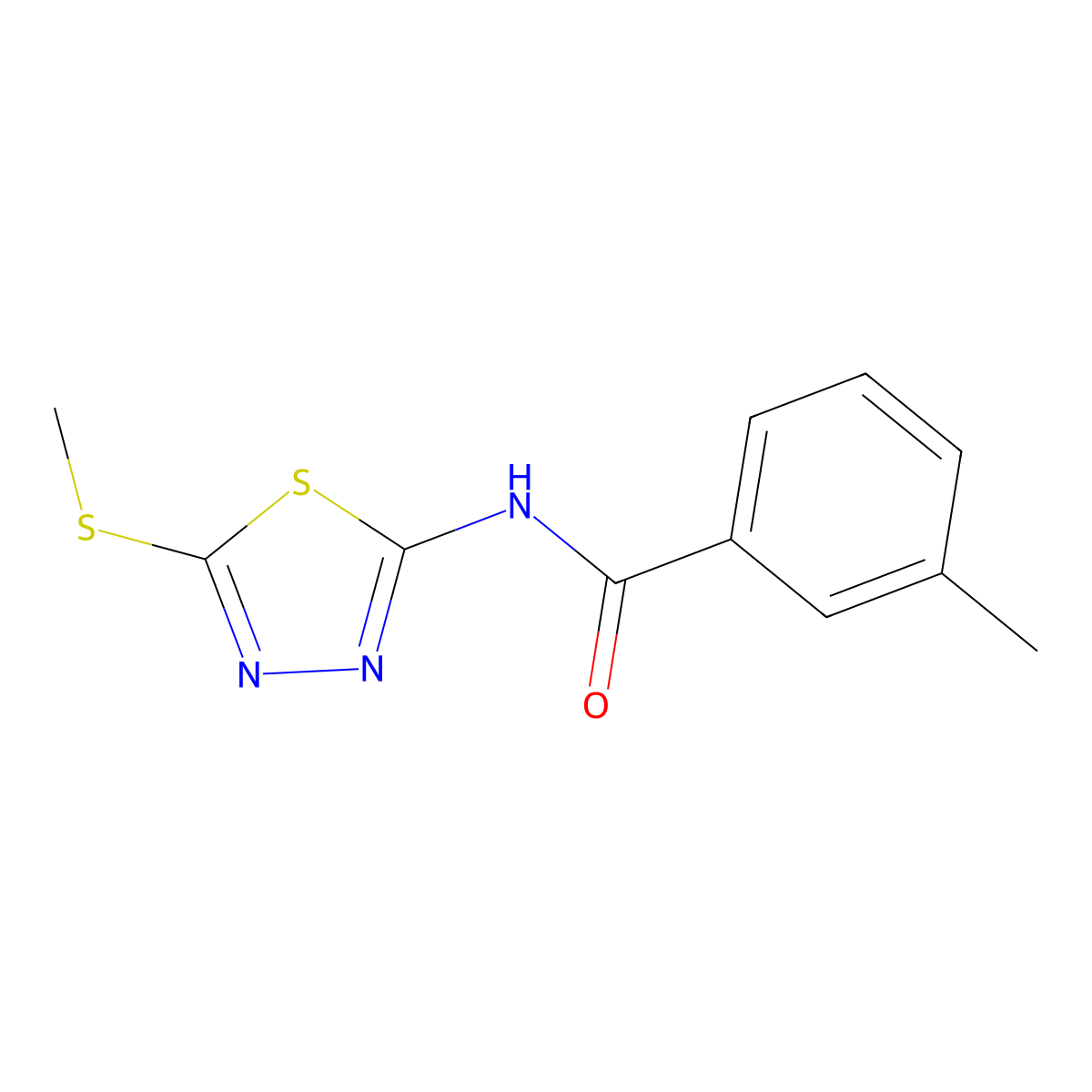 3-methyl-N-[5-(methylsulfanyl)-1,3,4-thiadiazol-2-yl]benzamide molecular structure, CAS 393566-41-1