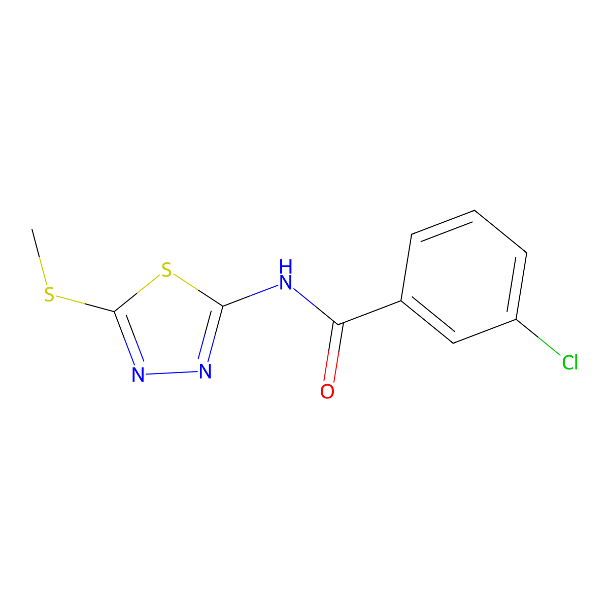 3-chloro-N-(5-methylsulfanyl-1,3,4-thiadiazol-2-yl)benzamide molecular structure, CAS 393566-48-8