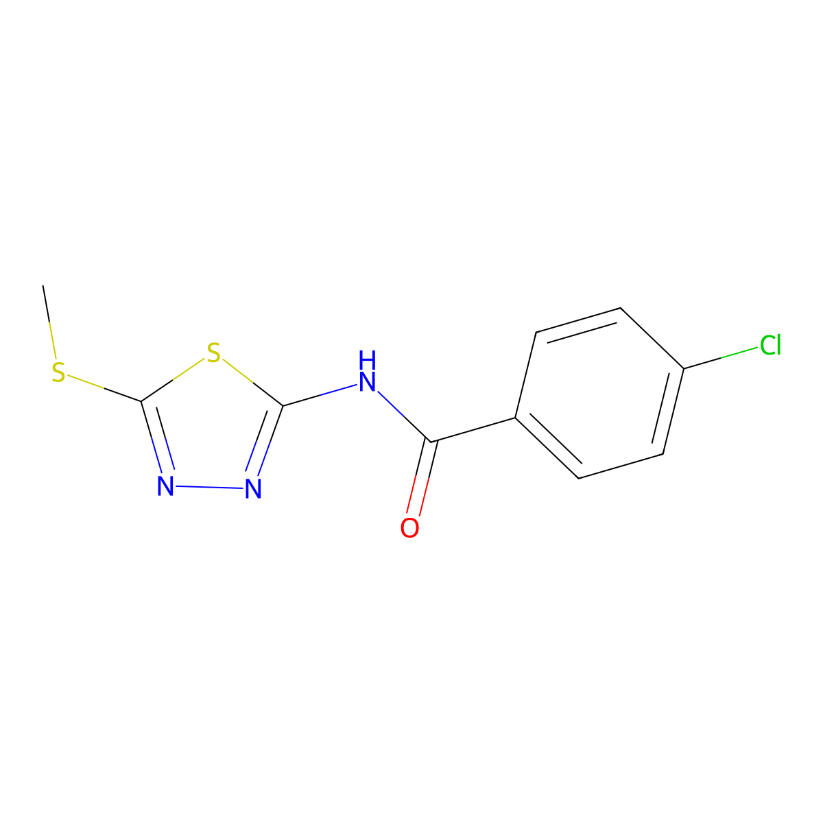 4-chloro-N-(5-(methylthio)-1,3,4-thiadiazol-2-yl)benzamide molecular structure, CAS 393566-77-3