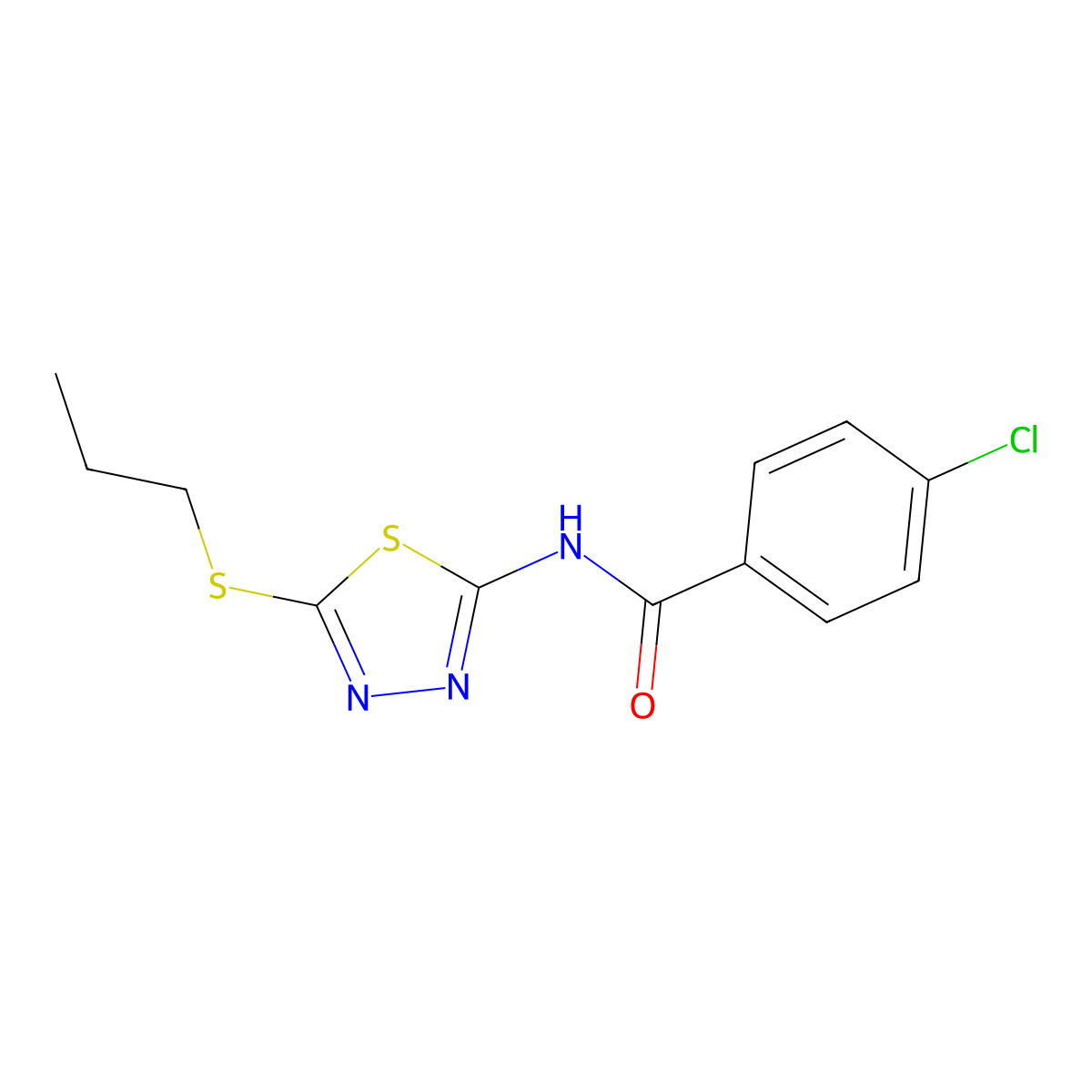 4-chloro-N-(5-(propylthio)-1,3,4-thiadiazol-2-yl)benzamide molecular structure, CAS 393566-78-4