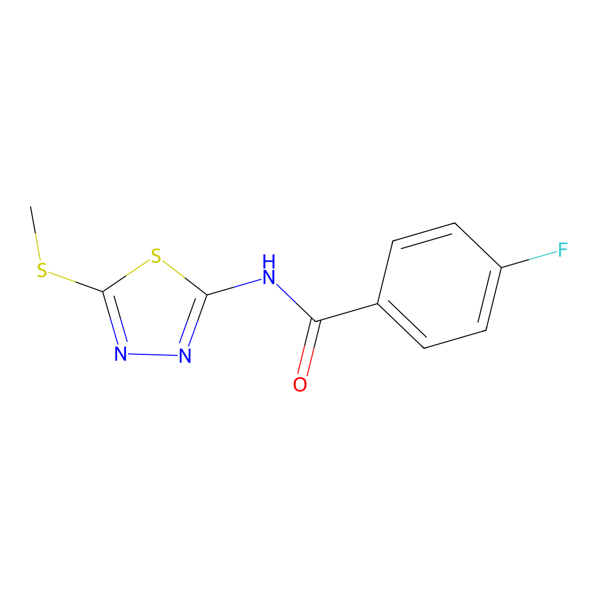 4-fluoro-N-(5-methylsulfanyl-1,3,4-thiadiazol-2-yl)benzamide molecular structure, CAS 393566-93-3