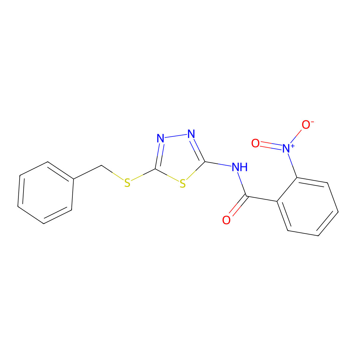 N-(5-(benzylthio)-1,3,4-thiadiazol-2-yl)-2-nitrobenzamide molecular structure, CAS 393566-98-8