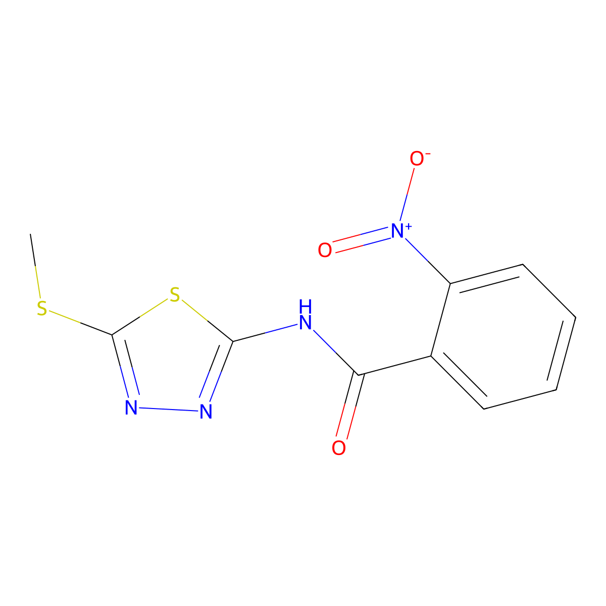 N-(5-(methylthio)-1,3,4-thiadiazol-2-yl)-2-nitrobenzamide molecular structure, CAS 393566-99-9