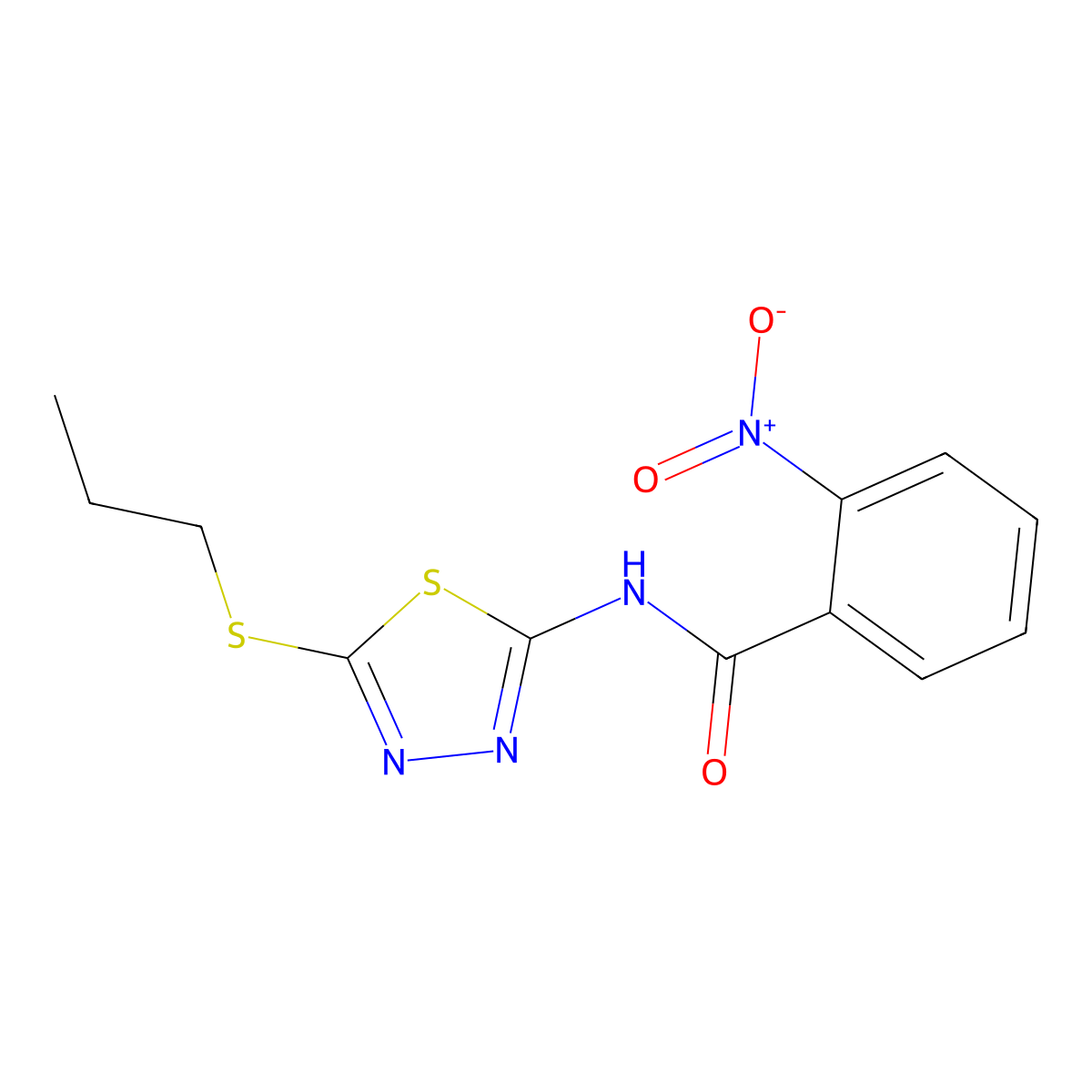 2-nitro-N-(5-(propylthio)-1,3,4-thiadiazol-2-yl)benzamide molecular structure, CAS 393567-00-5
