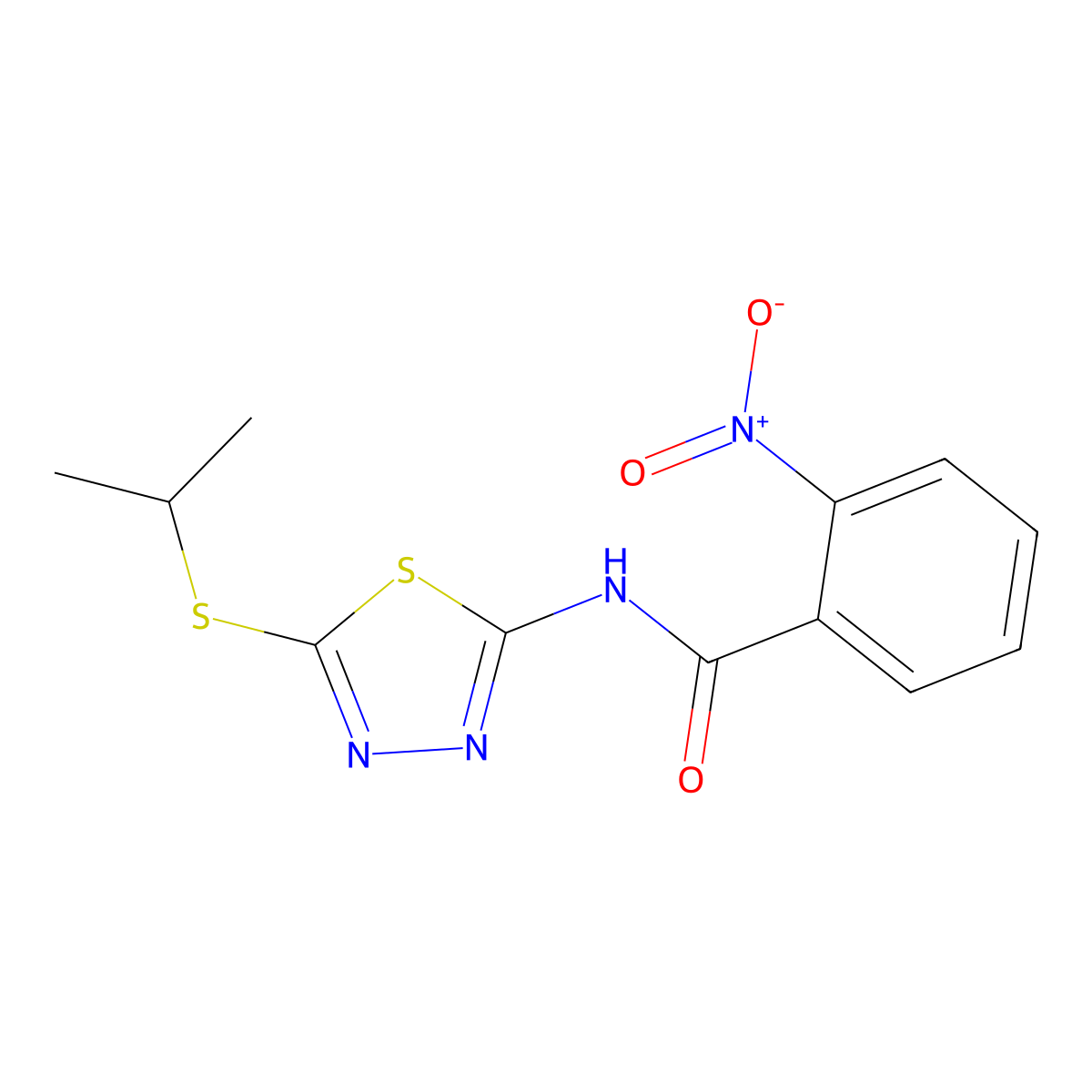 N-(5-(isopropylthio)-1,3,4-thiadiazol-2-yl)-2-nitrobenzamide molecular structure, CAS 393567-01-6