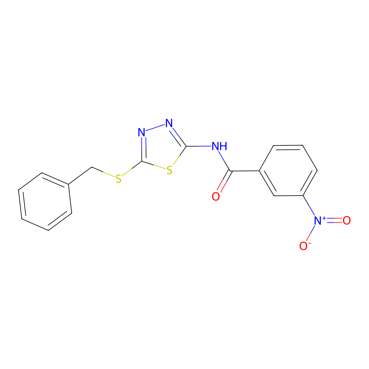 N-(5-(benzylthio)-1,3,4-thiadiazol-2-yl)-3-nitrobenzamide molecular structure, CAS 393567-05-0