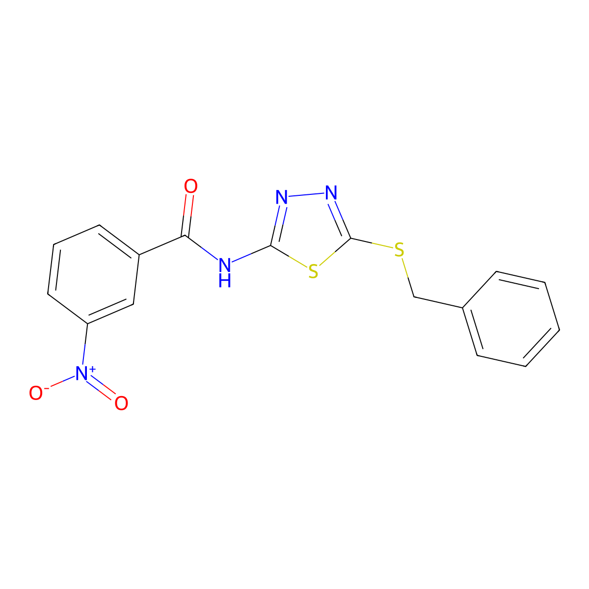 N-(5-(benzylthio)-1,3,4-thiadiazol-2-yl)-3-nitrobenzamide molecular structure, CAS 393567-05-0