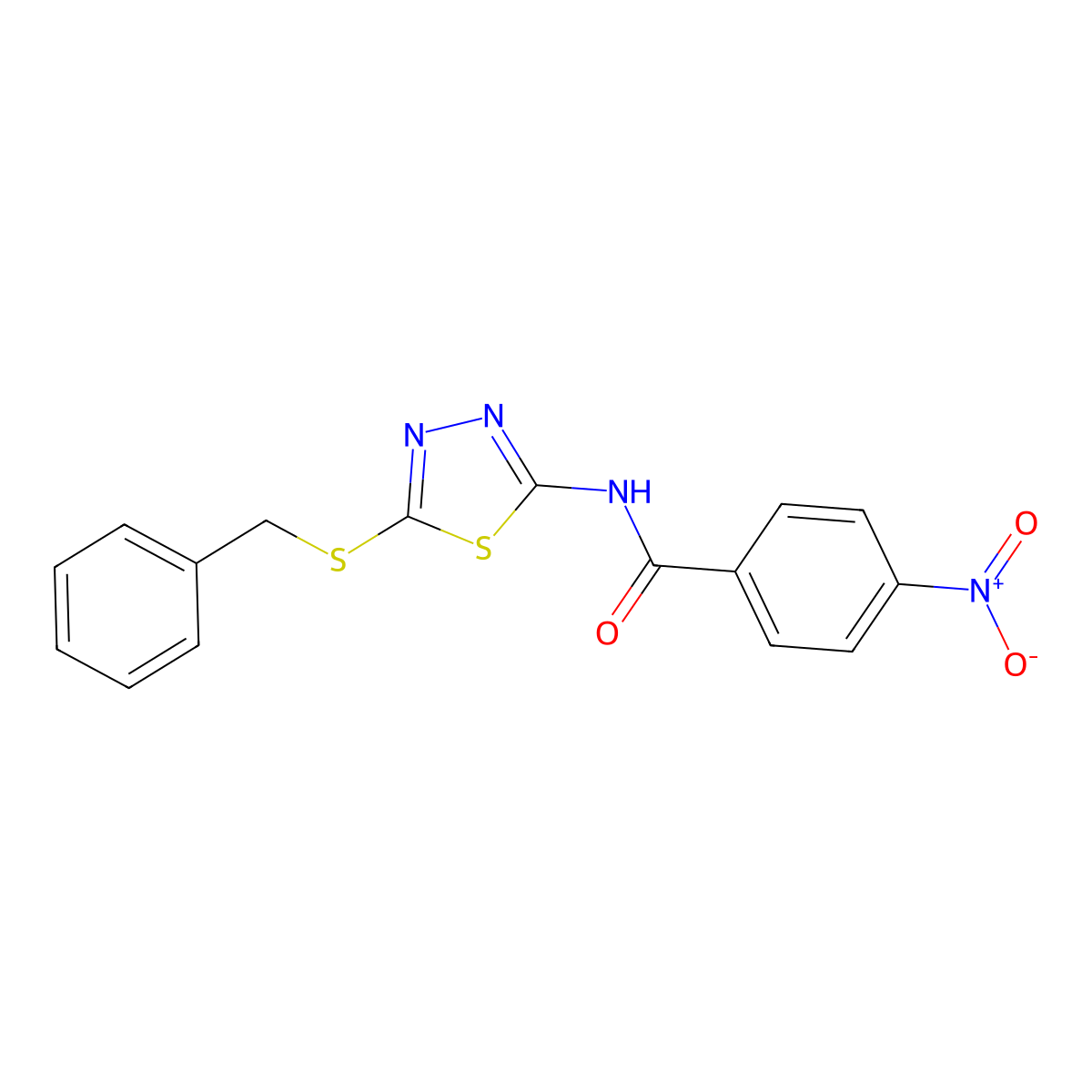 N-(5-(benzylthio)-1,3,4-thiadiazol-2-yl)-4-nitrobenzamide molecular structure, CAS 393567-13-0