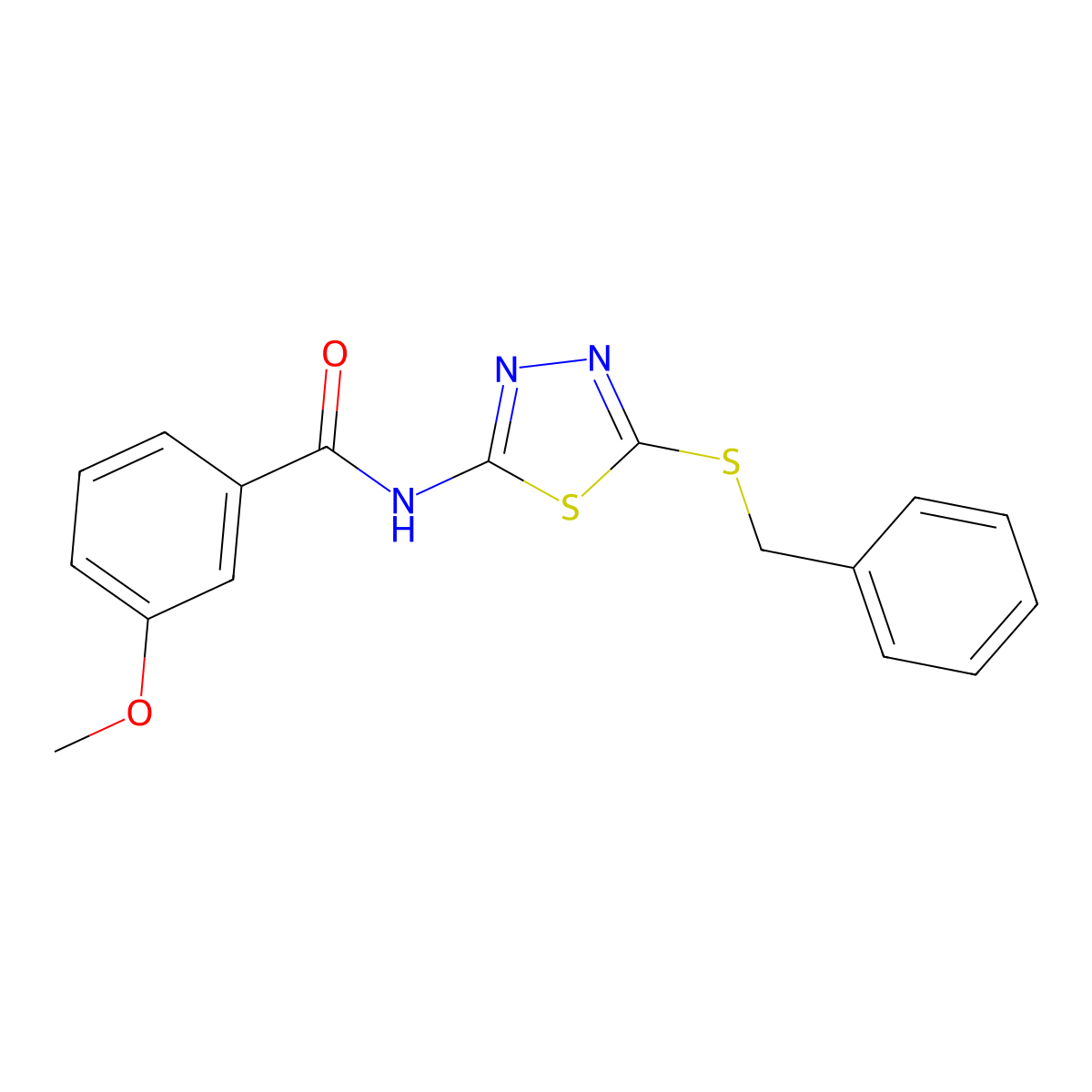 N-(5-(benzylthio)-1,3,4-thiadiazol-2-yl)-3-methoxybenzamide molecular structure, CAS 393567-23-2