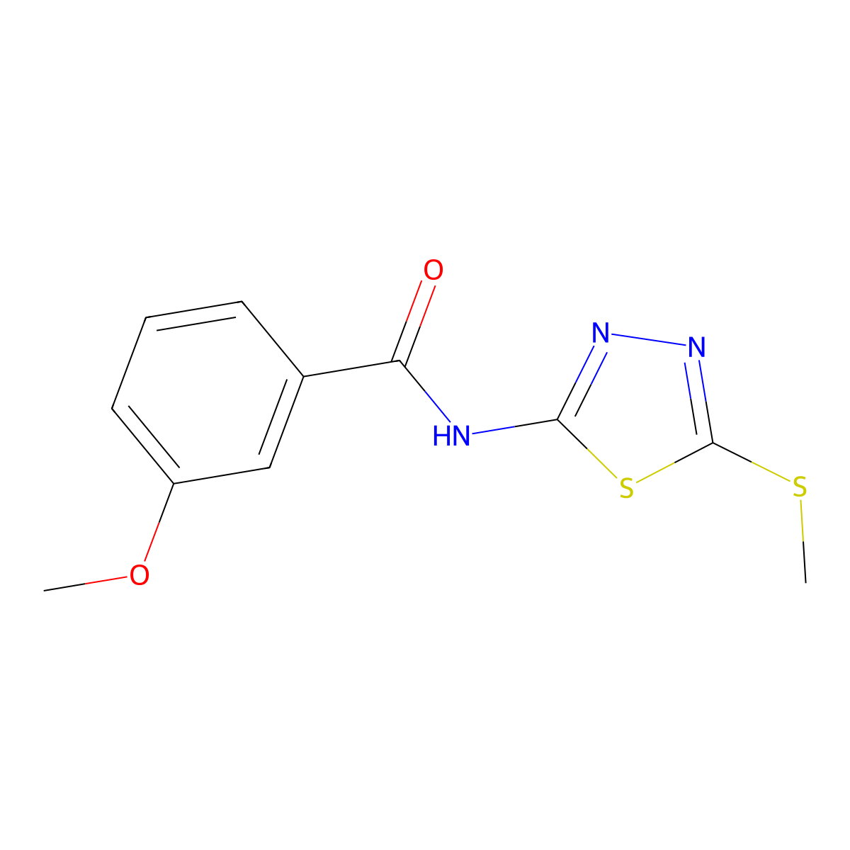 3-methoxy-N-(5-methylsulfanyl-1,3,4-thiadiazol-2-yl)benzamide molecular structure, CAS 393567-24-3