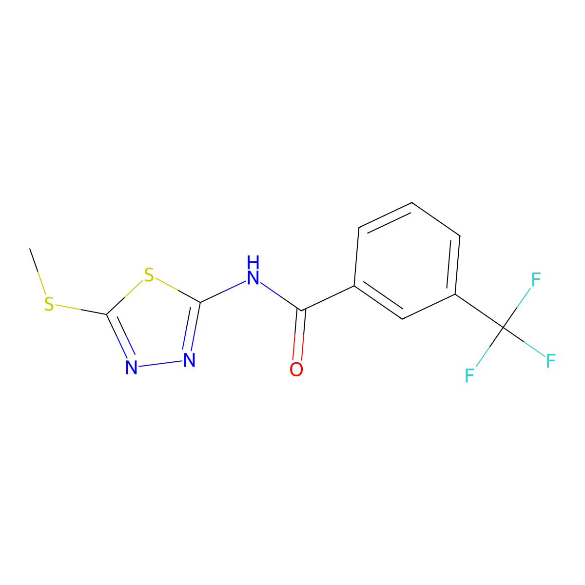 N-(5-(methylthio)-1,3,4-thiadiazol-2-yl)-3-(trifluoromethyl)benzamide molecular structure, CAS 393567-46-9