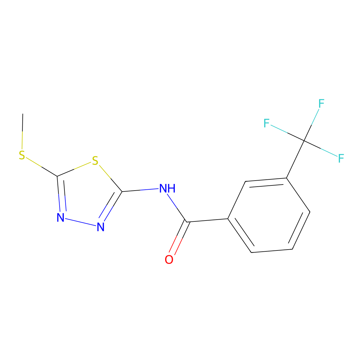 N-(5-(methylthio)-1,3,4-thiadiazol-2-yl)-3-(trifluoromethyl)benzamide molecular structure, CAS 393567-46-9