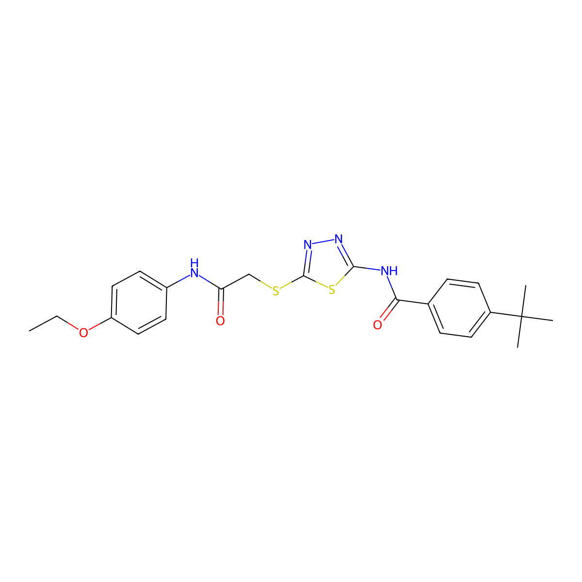 4-tert-butyl-N-[5-[2-(4-ethoxyanilino)-2-oxoethyl]sulfanyl-1,3,4-thiadiazol-2-yl]benzamide molecular structure, CAS 393567-51-6
