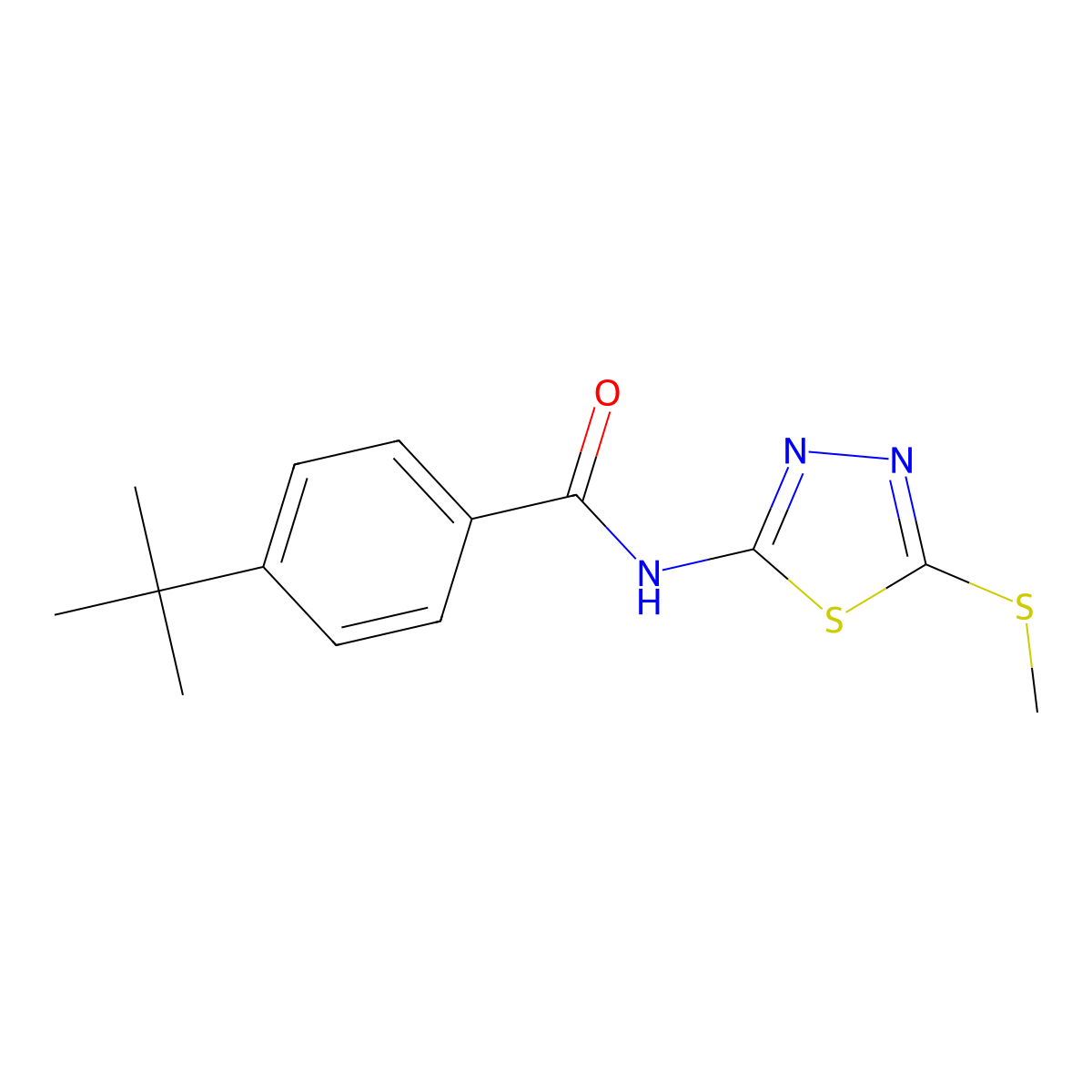 4-(tert-butyl)-N-(5-(methylthio)-1,3,4-thiadiazol-2-yl)benzamide molecular structure, CAS 393567-53-8