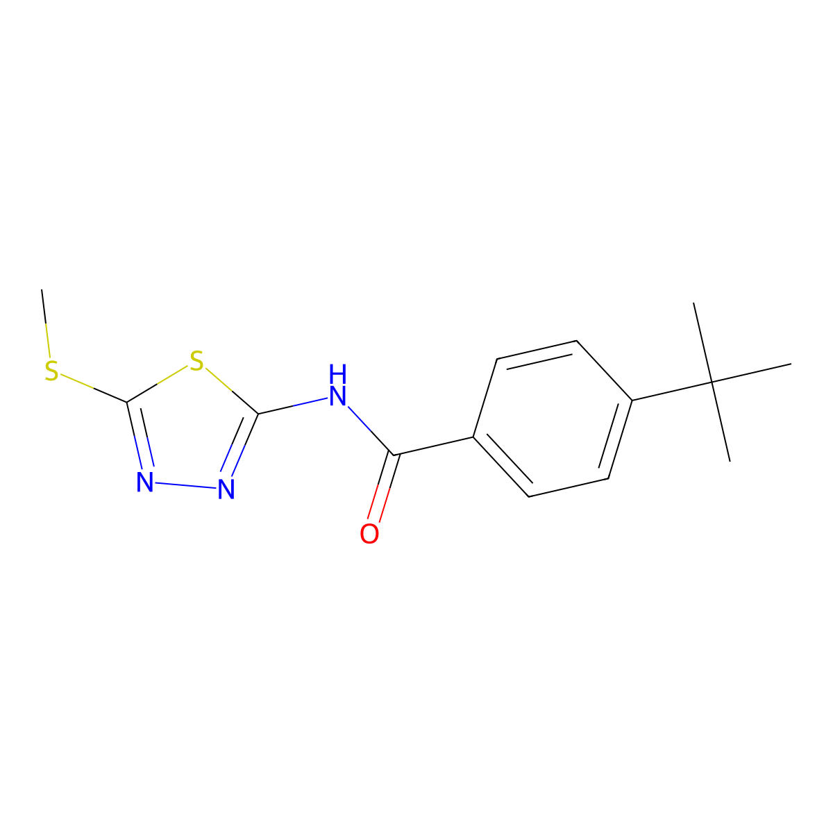 4-(tert-butyl)-N-(5-(methylthio)-1,3,4-thiadiazol-2-yl)benzamide molecular structure, CAS 393567-53-8