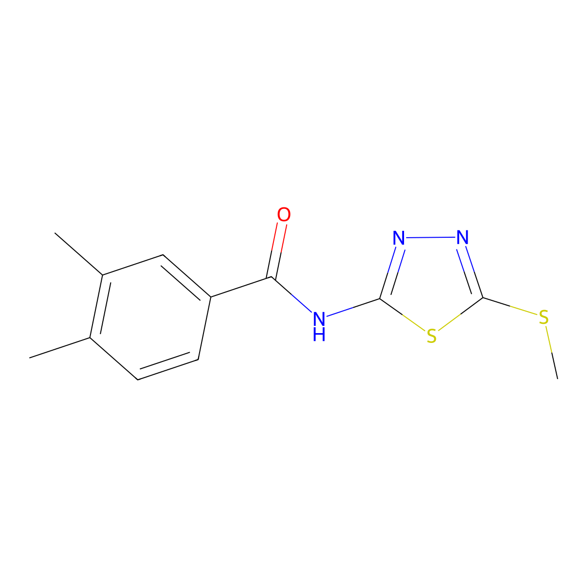 3,4-dimethyl-N-(5-(methylthio)-1,3,4-thiadiazol-2-yl)benzamide molecular structure, CAS 393567-75-4